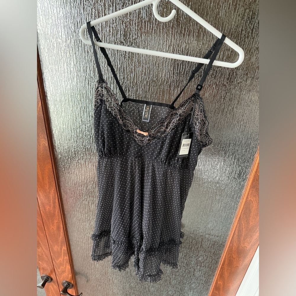 City Chic Black Polka Dot Pajama Set